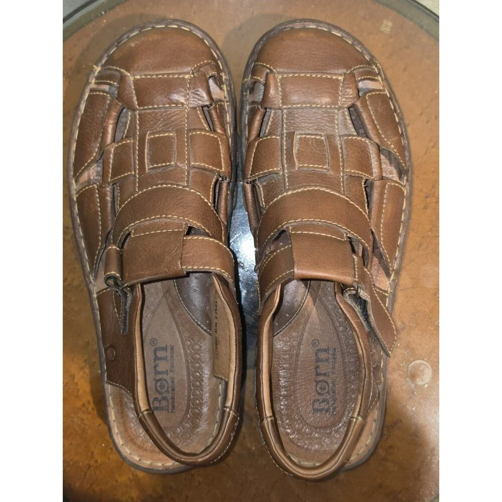 Born Cabot III Fisherman Sandals Shoes Mens Size 13 Brown Leather Adjustable